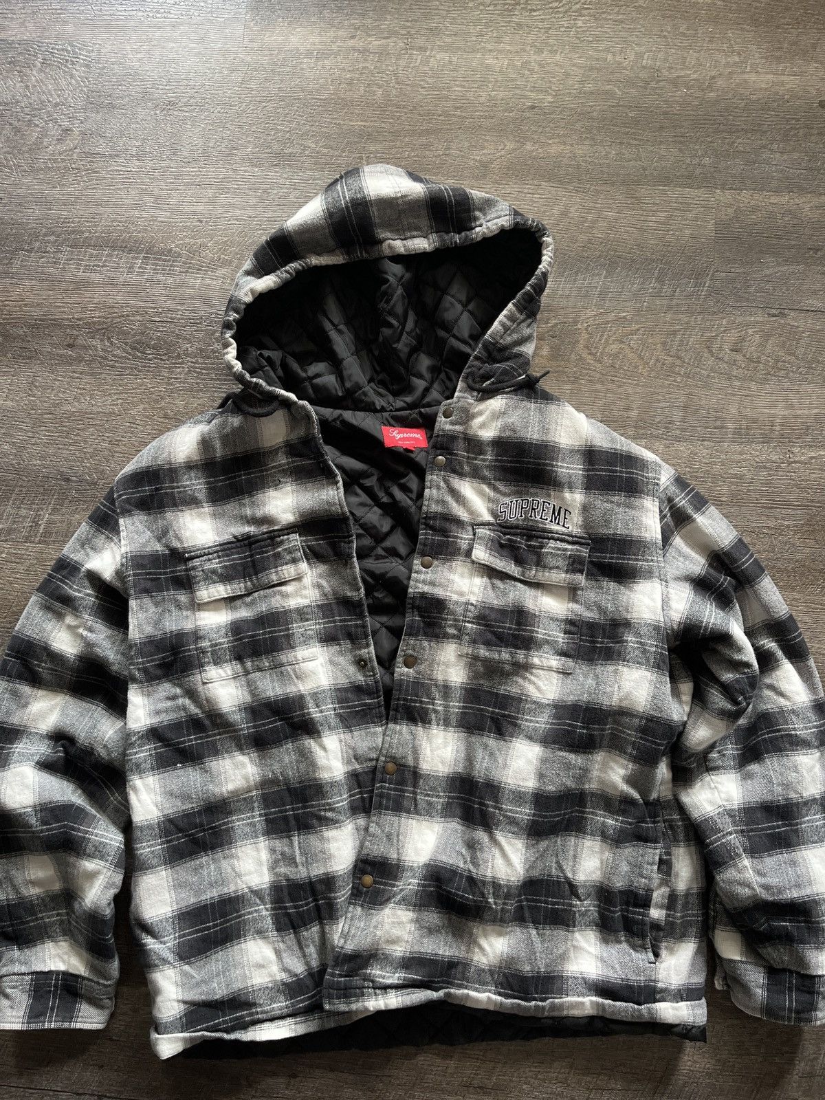 Supreme Supreme Quilted Plaid Hoodie | Grailed