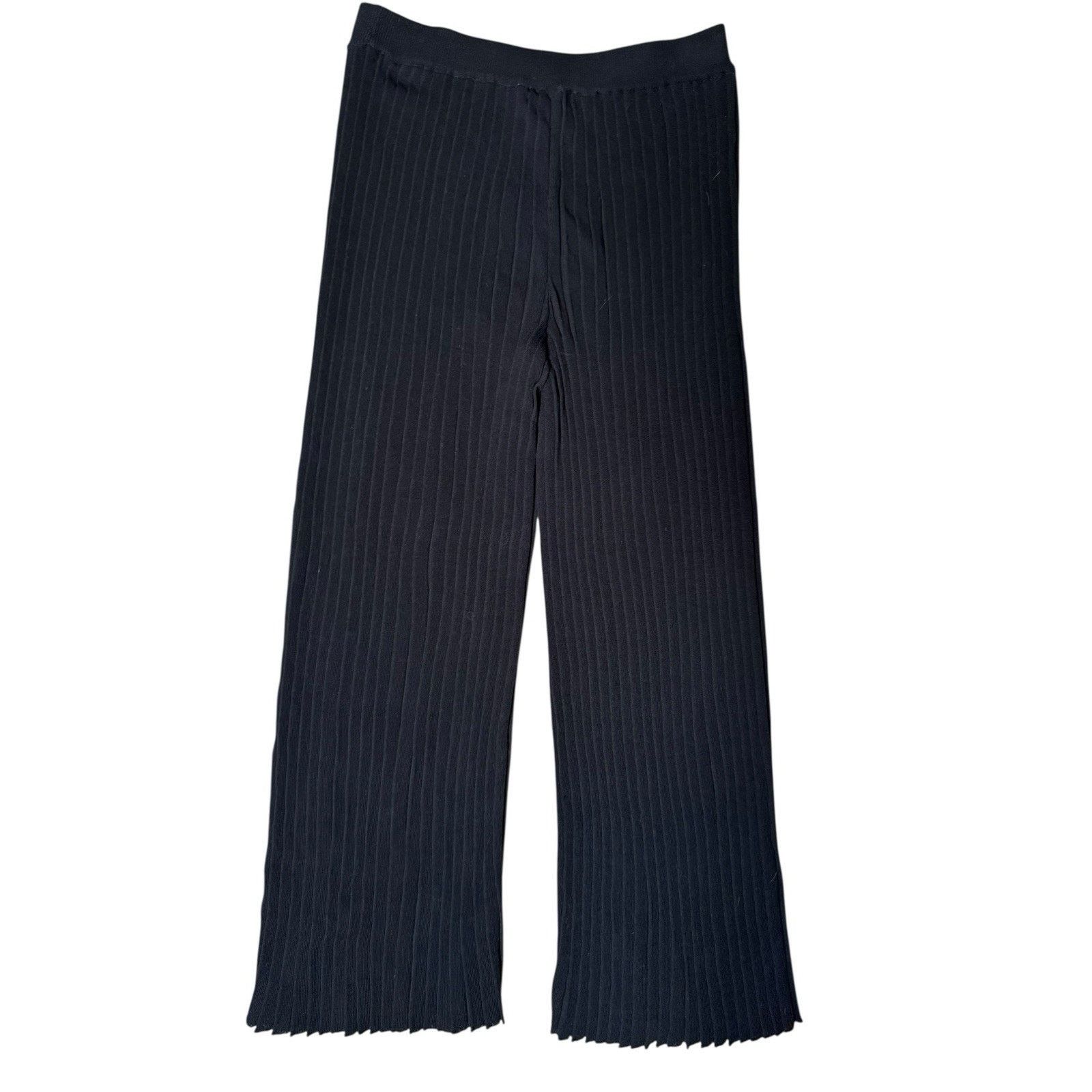 Other Guardaroba NEW Knife Pleat Ribbed Knit Pants Black Size 28" / US 6 / IT 42 - 1 Thumbnail