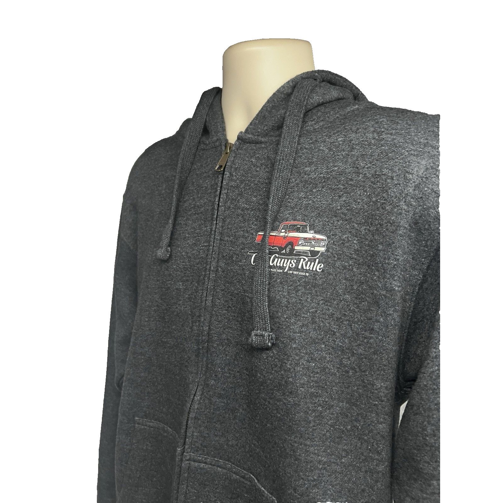 Vintage Old Guys Rule Truck Gray Zip Up Hoodie Jacket Large 50/50 Size US L / EU 52-54 / 3 - 7 Thumbnail
