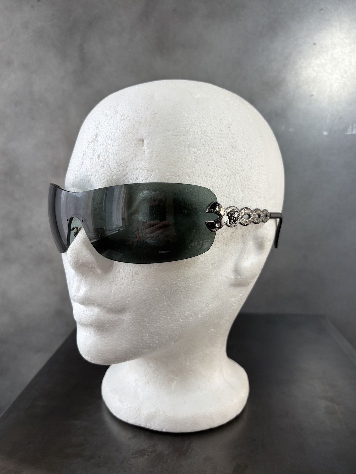 Versace × Vintage 2000s Versace Sunglasses Vintage Shield Jewel Mod 2053-B Y2K Size ONE SIZE - 2 Thumbnail