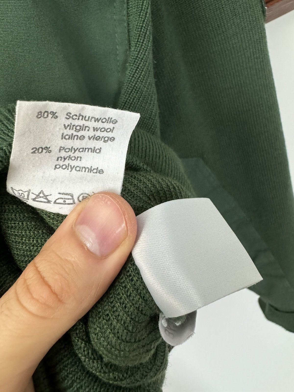 Vintage Avant Garde Polizei Knit Sweater German Police Wool Green Size US L / EU 52-54 / 3 - 6 Thumbnail