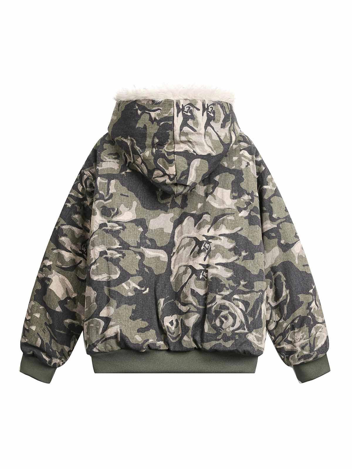 Japanese Brand Camouflage Quilted Hooded Jacket with Faux Fur Trim Size US L / EU 52-54 / 3 - 4 Thumbnail