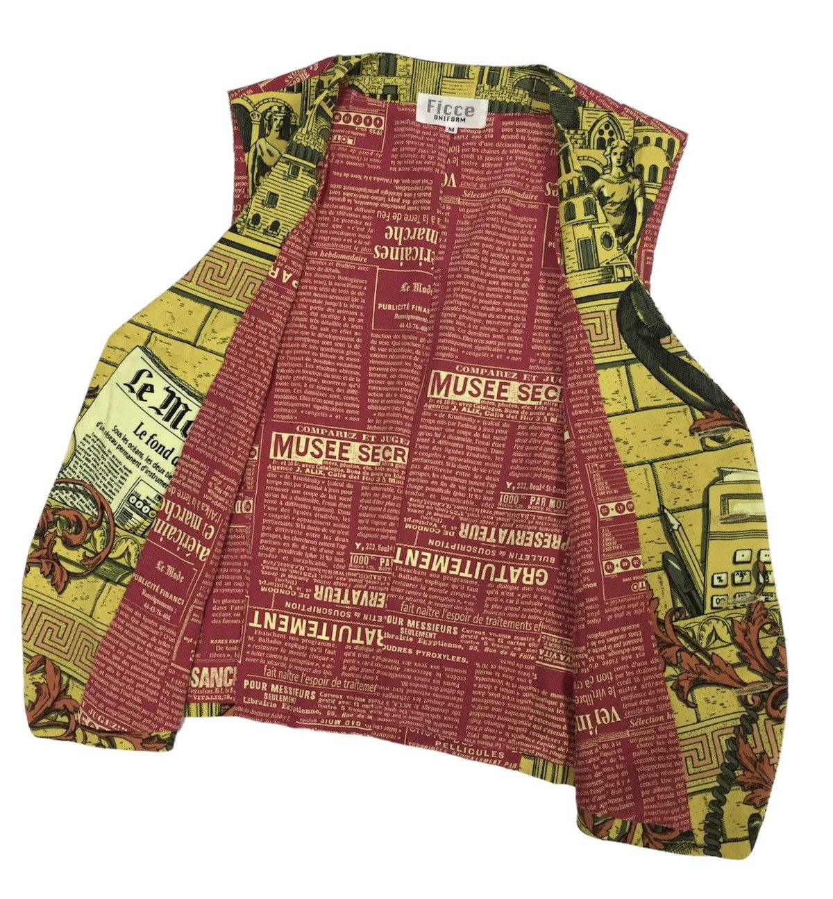 Japanese Brand VINTAGE 90s FICCE BY YOSHIYUKI KONISHI NEWS GRAPHIC VEST Size US M / EU 48-50 / 2 - 6 Thumbnail