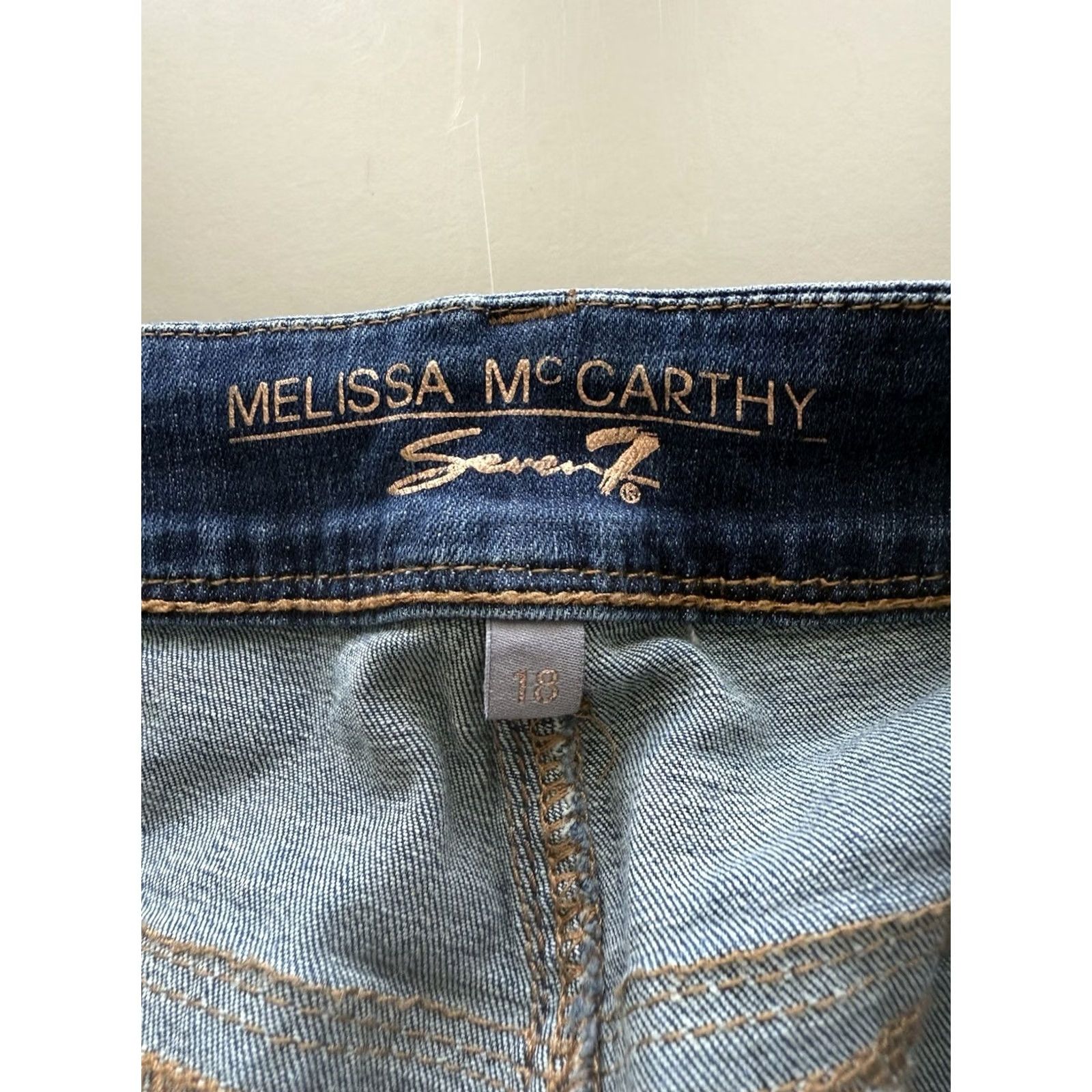 Vintage Seven 7 by Melissa McCarthy Jeans 18 Blue Denim Distressed Stretch Pencil Leg Women Size 40" / US 18 - 3 Thumbnail