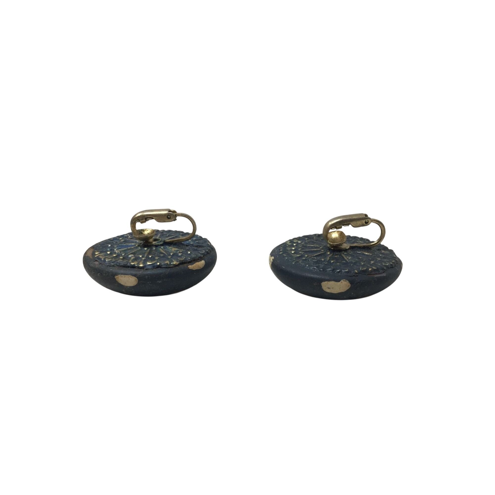 Other Women's Round Navy Blue Clip on Earrings with White Polka Do Size ONE SIZE - 2 Thumbnail