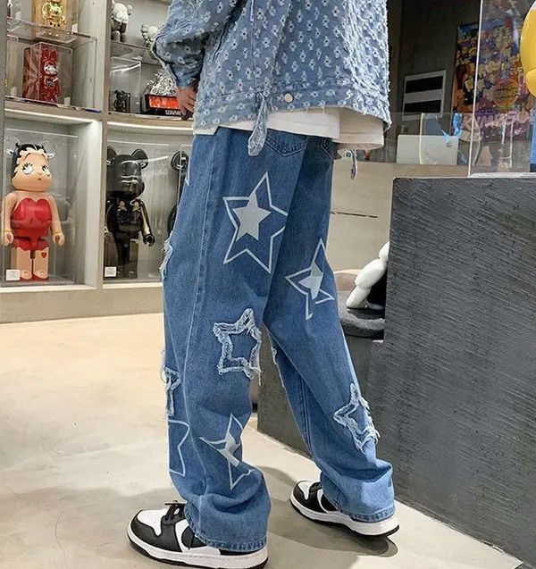 VIBE Star Graphic Baggy Vintage Retro Jeans Pants Size US 32 / EU 48 - 8 Thumbnail