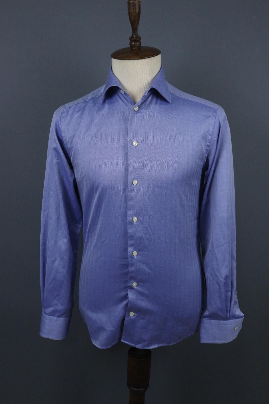 Eton Eton Slim Fit Blue Angle Cuff Shirt Size 40 / 15.75 Size US M / EU 48-50 / 2 - 1 Thumbnail