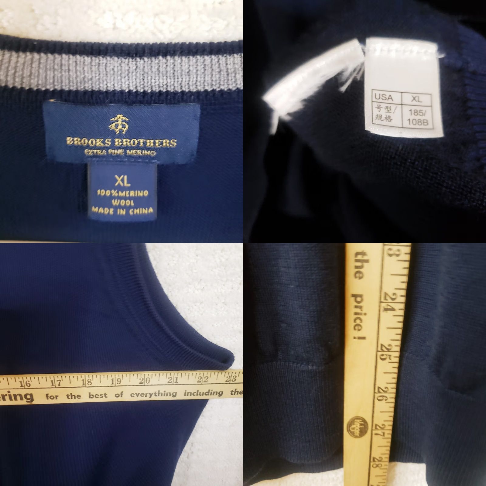 Brooks Brothers Brooks Brothers 100% Merino Wool Navy V-neck Sweater Vest Mens XL Solid Knit Sleeveless Classic Pattern Vintage: No Size US XL / EU 56 / 4 - 8 Thumbnail