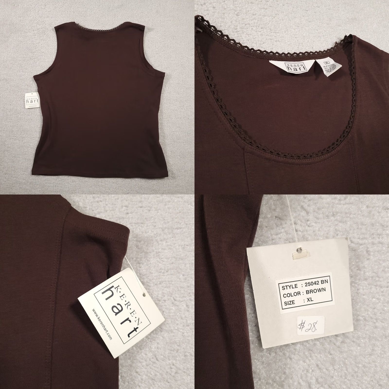 Vintage Keren Hart Shirt Women's XL Brown Sleeveless Tank Top Round Neck Shirt Tank Top Sleepwear? Size XL / US 12-14 / IT 48-50 - 8 Thumbnail