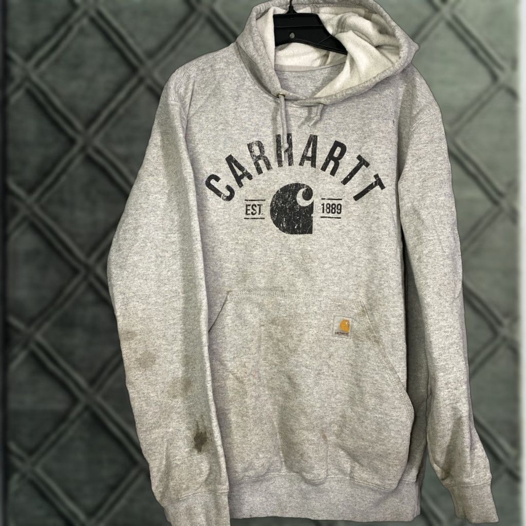 Carhartt VINTAGE Carhartt Original Fit Distressed Hoodie Mens M Gray 104817 23x28 Grunge Look Size US M / EU 48-50 / 2 - 1 Thumbnail