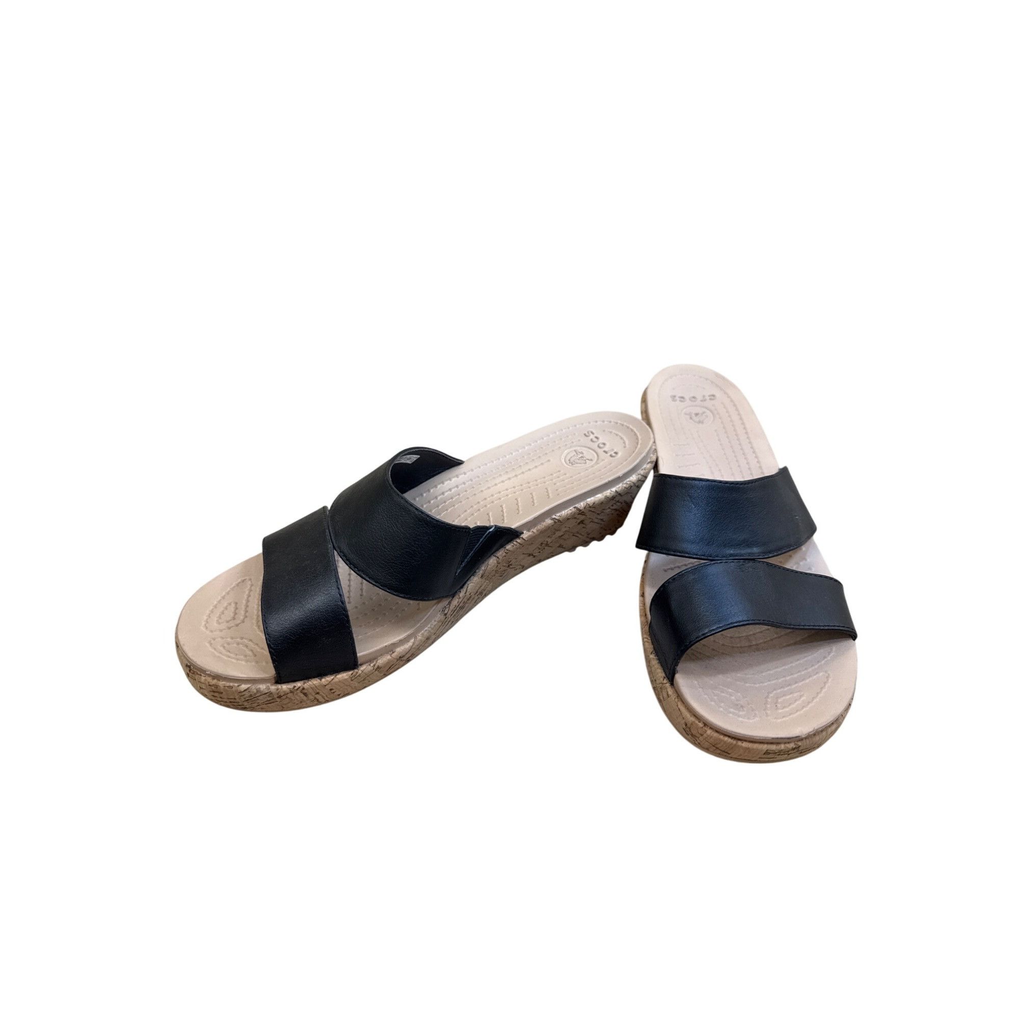 Crocs Crocs Womens Black Cork Wedge Sandals Size 10W SKU8135 Size US 10 / IT 40 - 2 Thumbnail