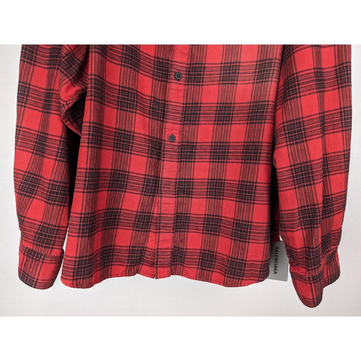 Balenciaga o1rshd1 Hooded Oversized Shirt Check in Red/Black Size US L / EU 52-54 / 3 - 6 Thumbnail