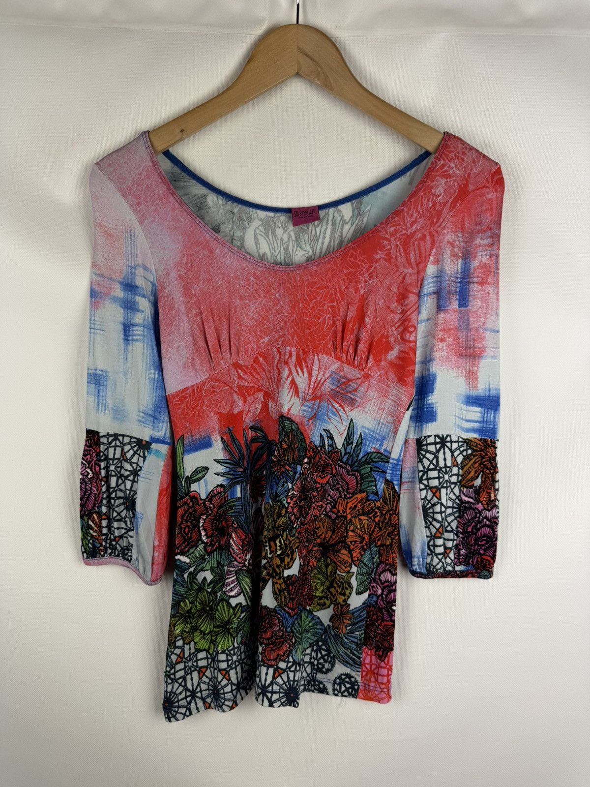 Other Save The Queen Ladies Pattern Y2K Long Sleeve Tunic Blouse Size S / US 4 / IT 40 - 1 Thumbnail