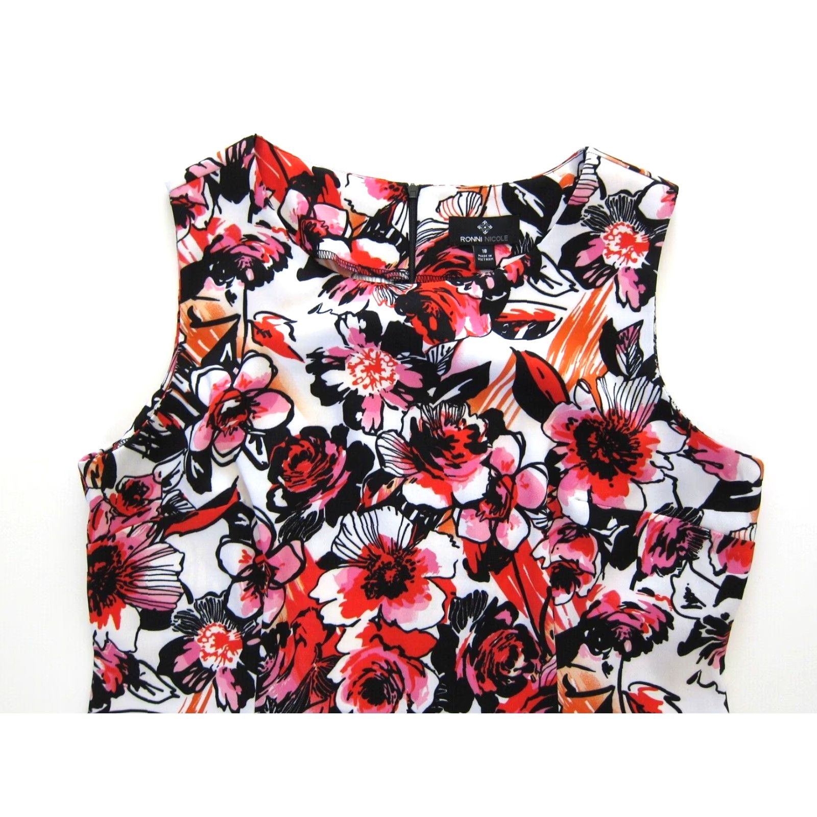 Pinko VINTAGE Ronni Nicole Black Pink Orange Floral Stretch Sheath Shift Tunic Tank Dress 18 Size XXL / US 16-18 / IT 52-54 - 6 Thumbnail