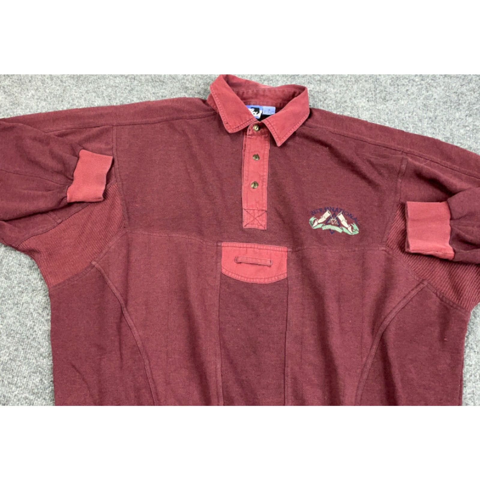 Vintage VINTAGE Todays News Polo Shirt Men Big & Tall 1X Red 90s Dad Style Ribbed Panel Heavy Knit Collared Pullover Long Sleeve Casual Shirt Size US XL / EU 56 / 4 - 6 Thumbnail