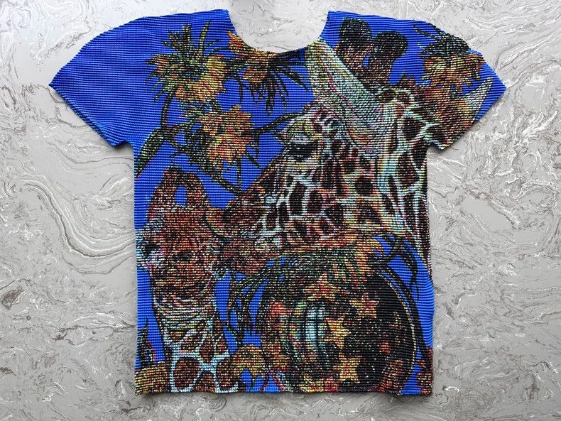 Issey Miyake issey miyake size:one size Patterned blue pleated short sl Size XXS / US 00 / IT 34 - 1 Thumbnail