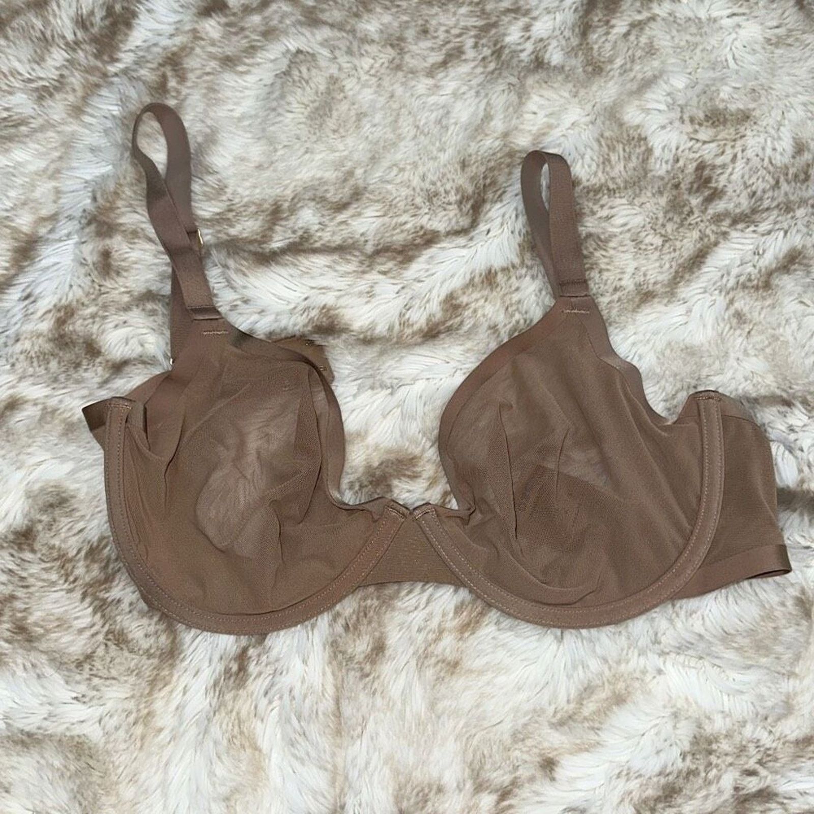 Other CUUP “The Plunge” Underwire Bra in Tan Mesh Print | Sz 32G Size ONE SIZE - 2 Thumbnail