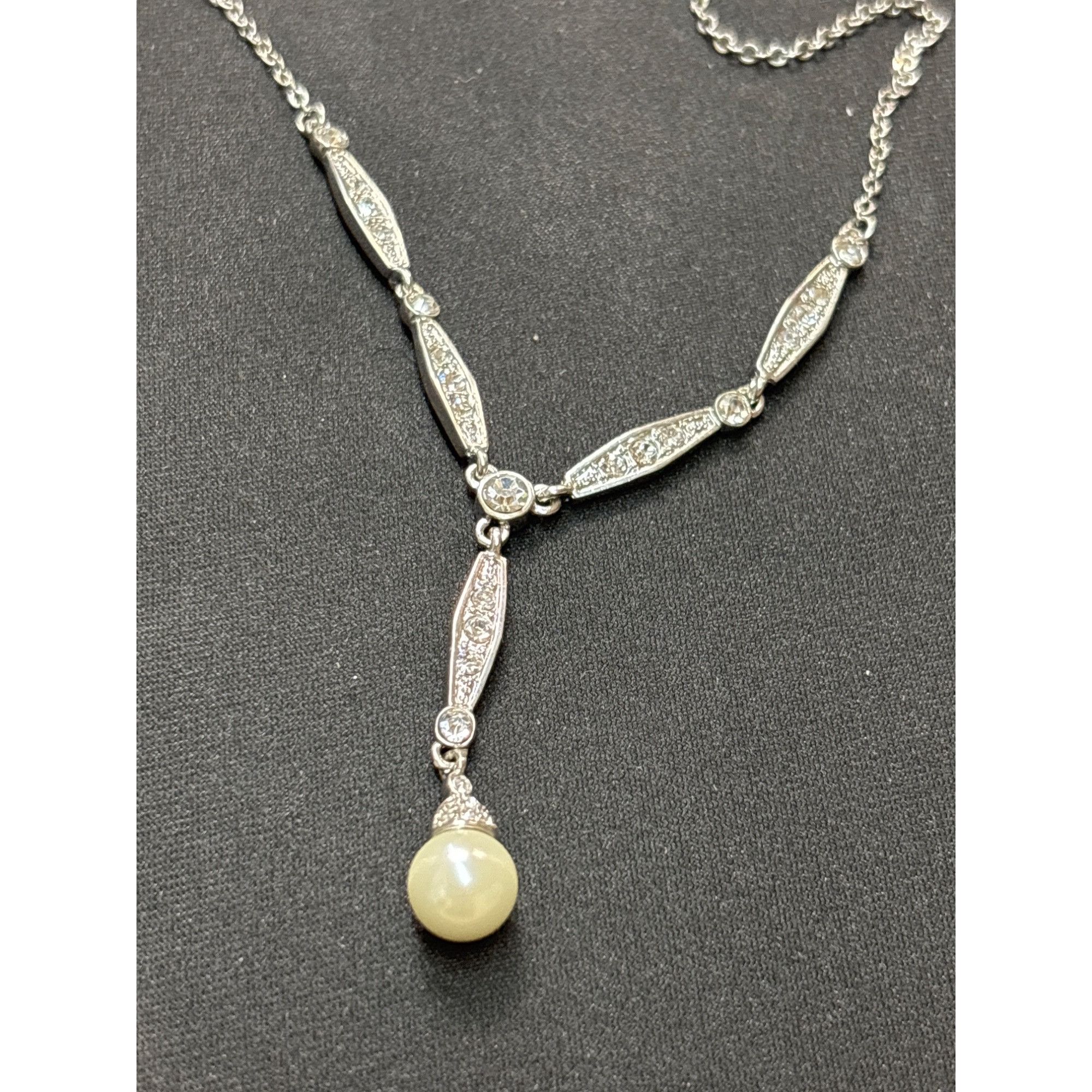 Other Vintage Style Silver-tone Necklace With Faux-Pearl Drop Pen Size ONE SIZE - 4 Thumbnail