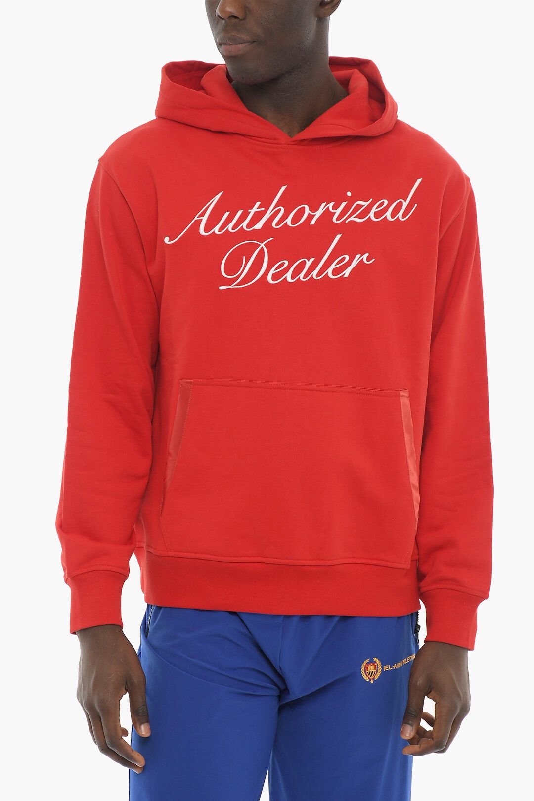 image of Just Don Og1Mm0424 Embossed Embroidered Cotton Hoodie In Red, Men's (Size Small)