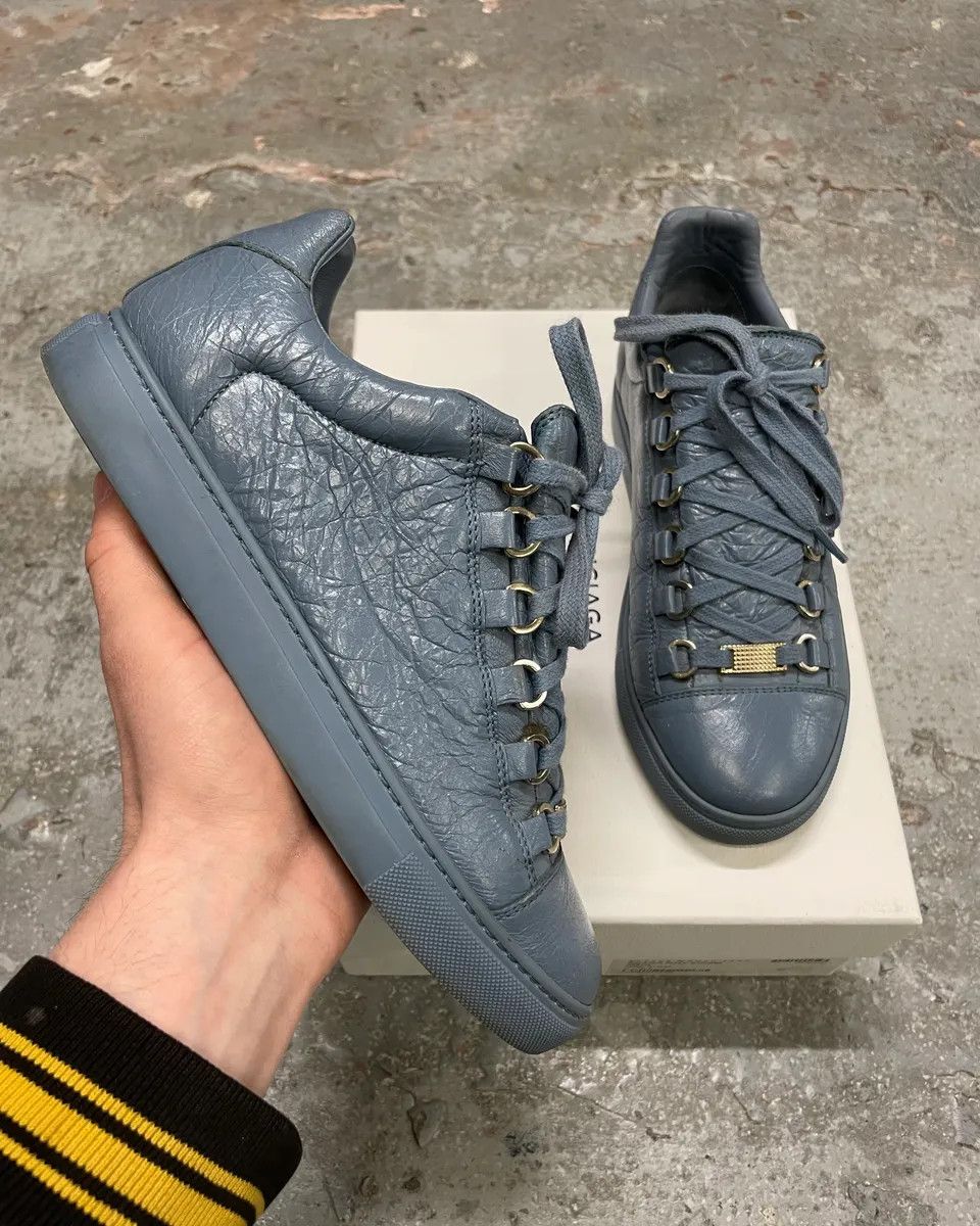 Balenciaga Arena Baby Blue Low Leather Shoes