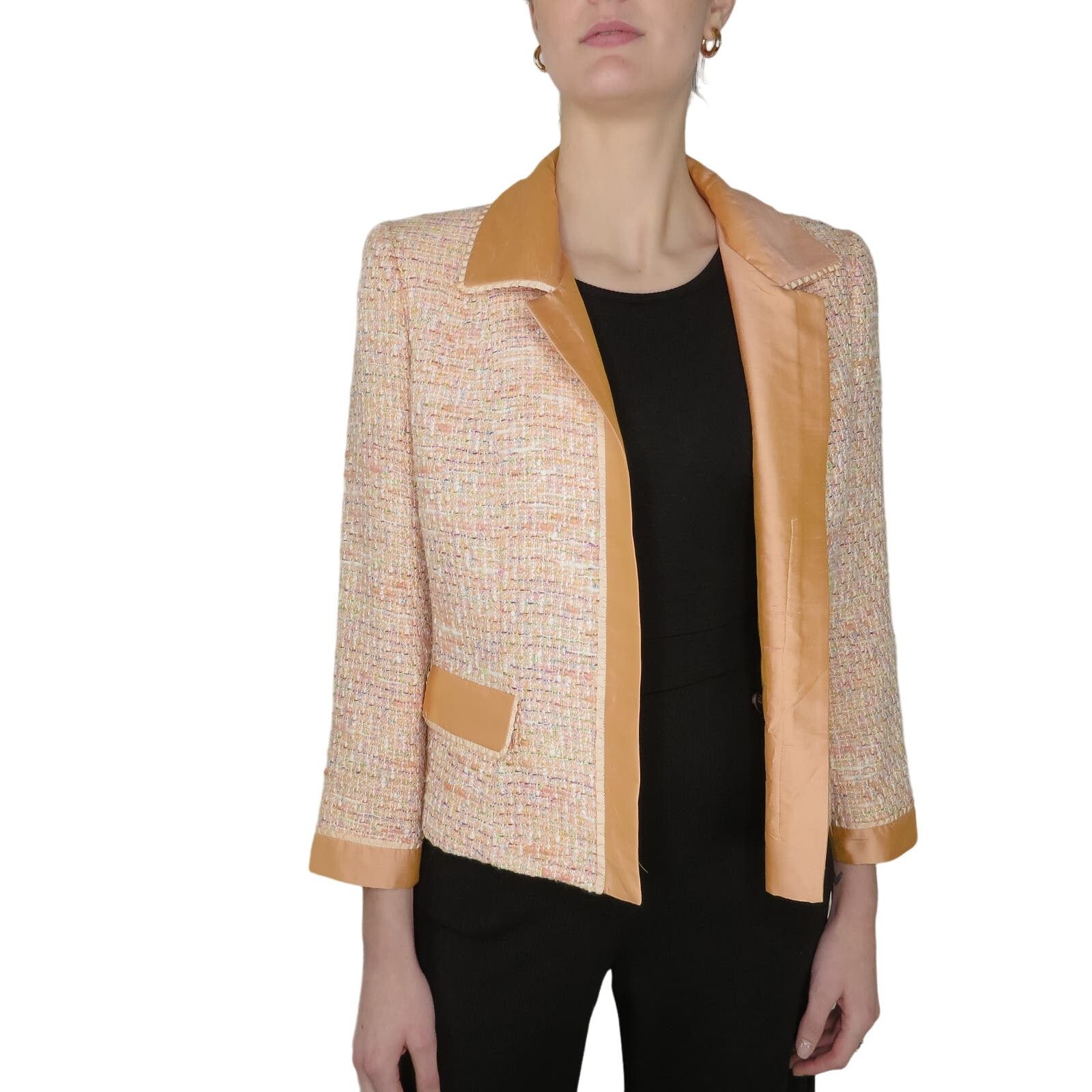 1980s VintagePink Tweed Blazer Jacket Small Retro Glam