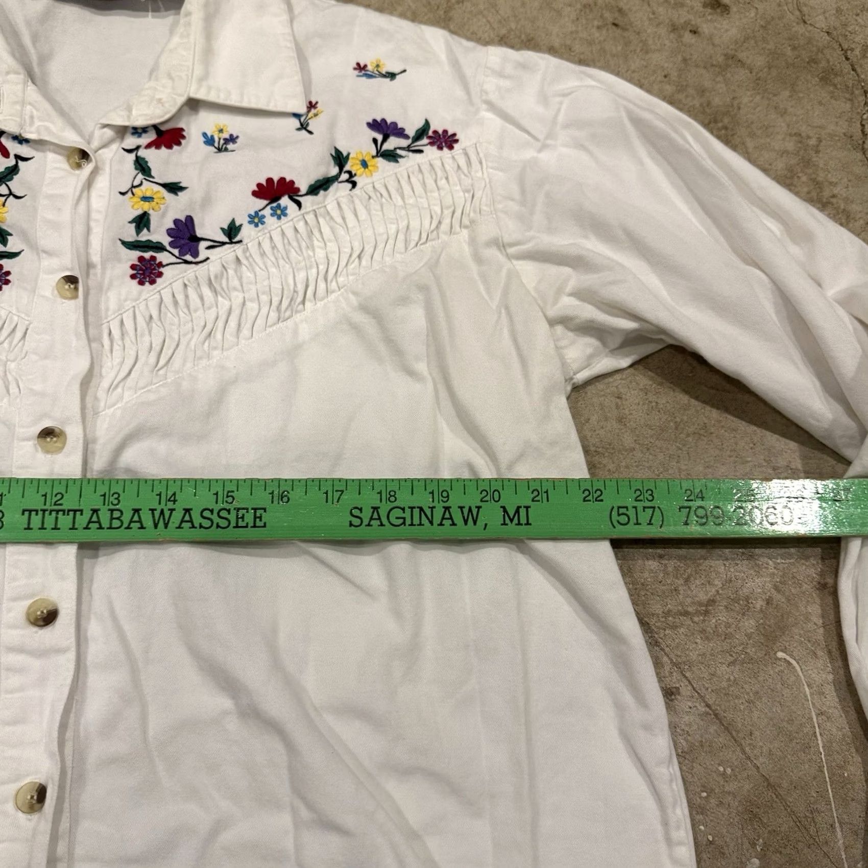 Vintage VINTAGE Adobe Floral Style Button Up Shirt Womens XL White 90s Western Short Sleeve 100% Cotton Womens Size XL / US 12-14 / IT 48-50 - 5 Thumbnail