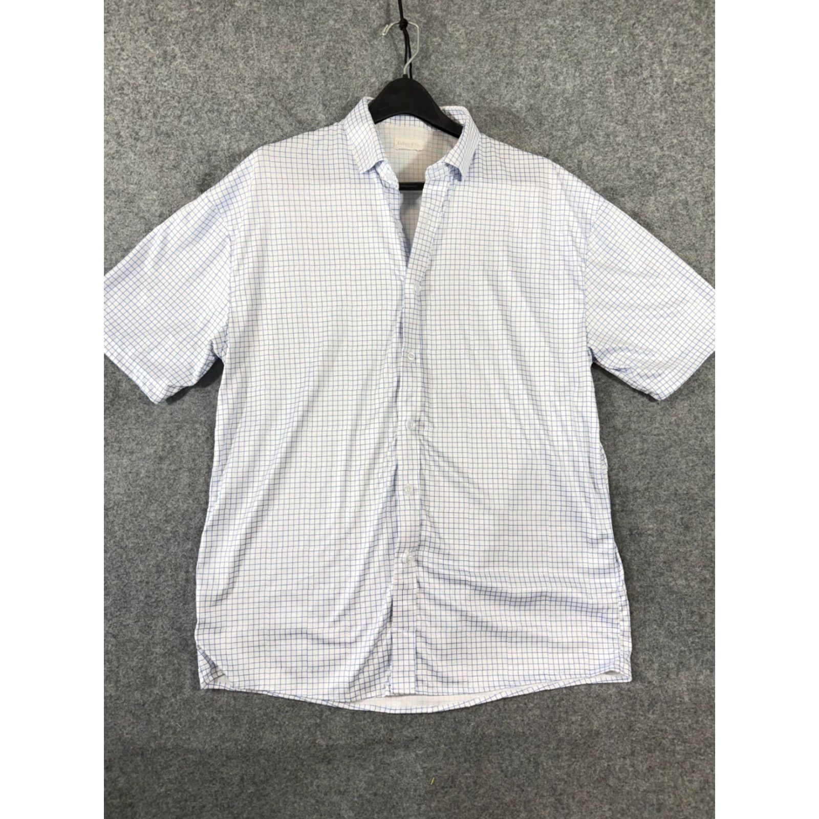 Vintage Collars & Co Shirt Mens XL Blue White Check Dress Collar Polo Short Sleeve Size US XL / EU 56 / 4 - 3 Thumbnail