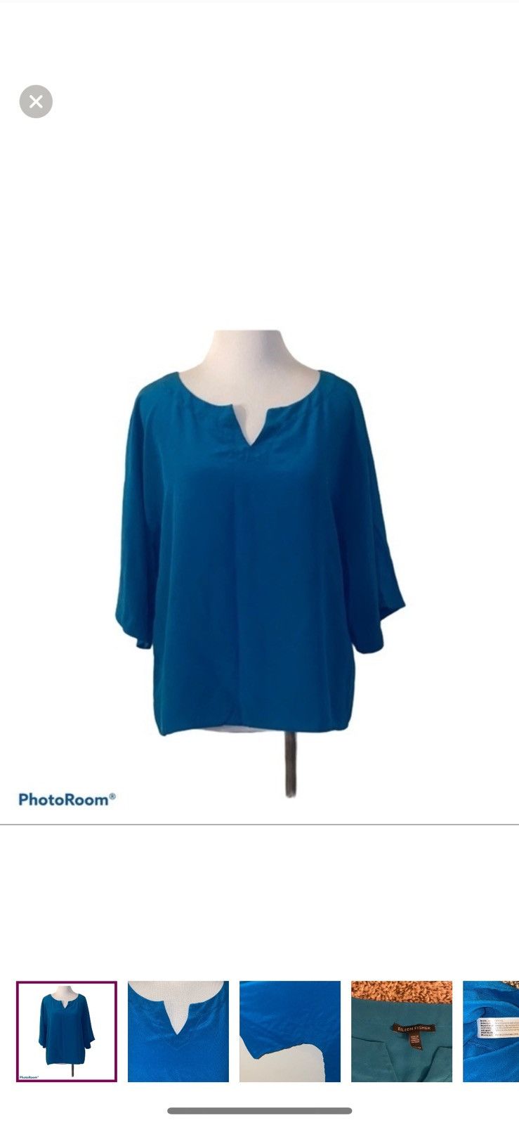 Eileen Fisher Eileen fisher XS teal silk blouse Size XS / US 0-2 / IT 36-38 - 1 Thumbnail