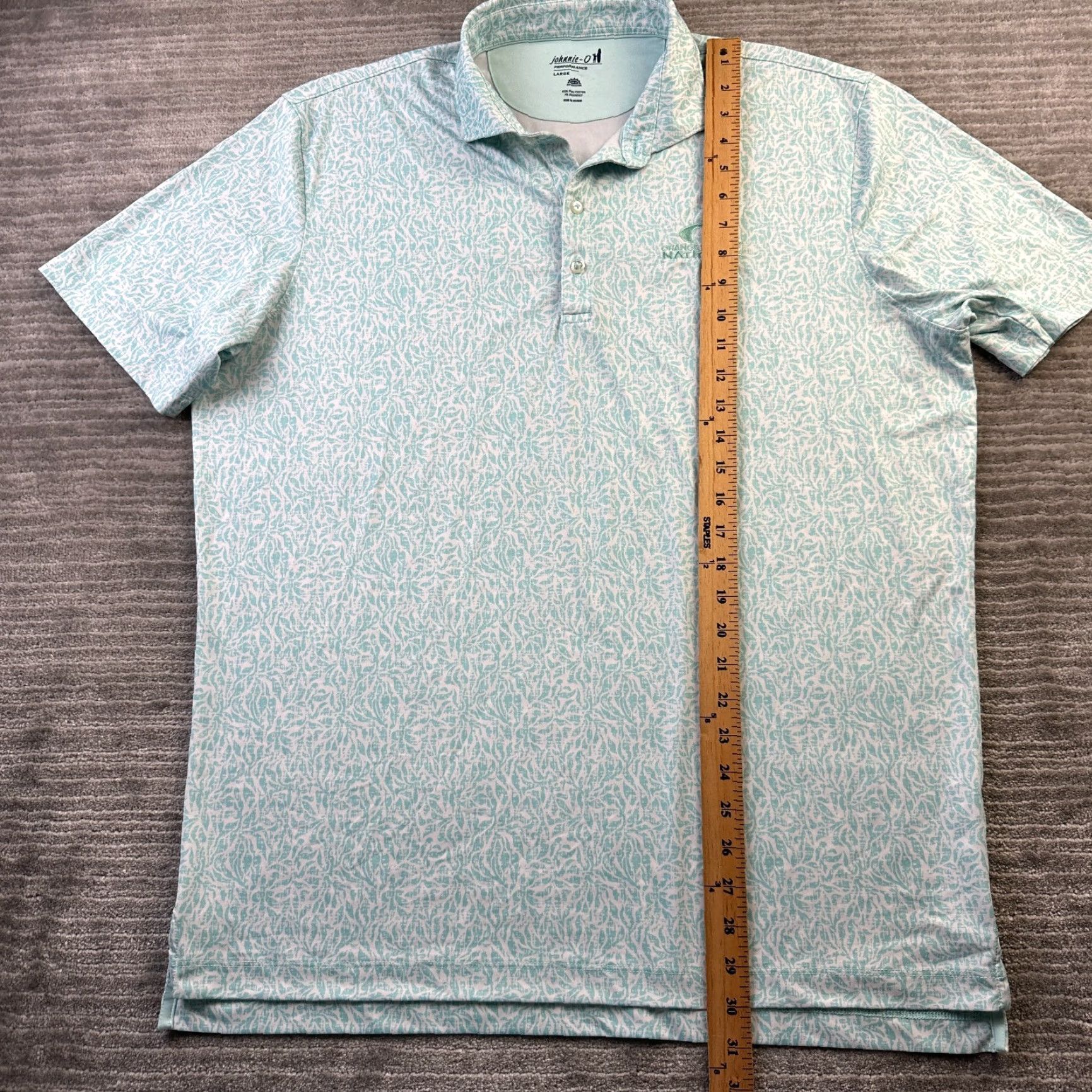 johnnie-O Johnnie O Polo Shirt Mens Large Green All Over Print Golf Shirt Geometric Short Sleeve Casual Activewear Regular Fit XS? Size US L / EU 52-54 / 3 - 8 Thumbnail