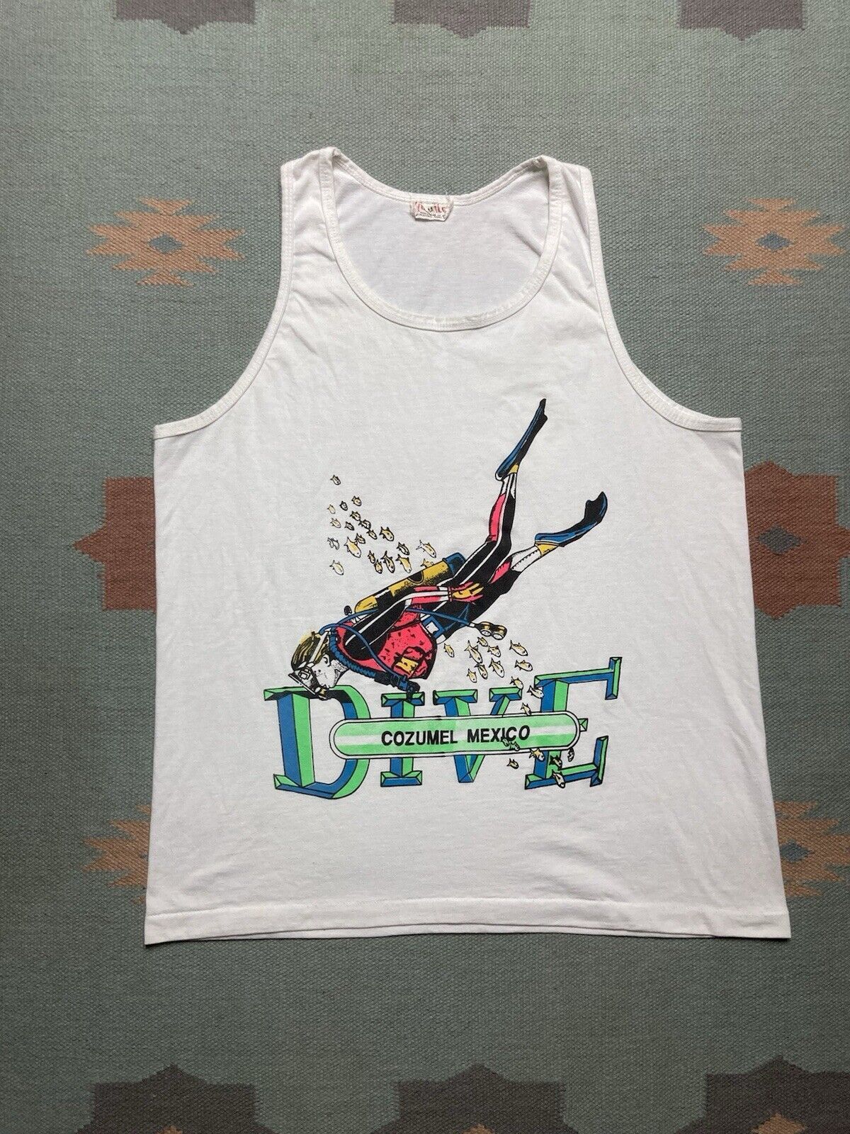 Vintage VTG 80s tank top shirt Cozumel Mexico scuba diving graphi XL Size US XL / EU 56 / 4 - 1 Thumbnail