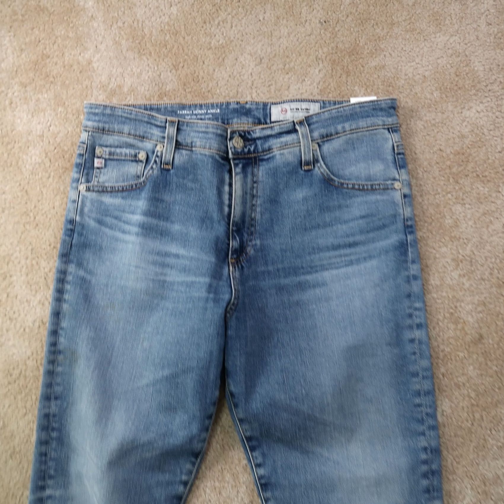 Vintage AG Adriano Goldschmied Farrah High Skinny Jeans Womens 33 Blue Denim Stretch Slim Fit 5-Pocket Size 24" / US 00 / IT 34 - 2 Thumbnail