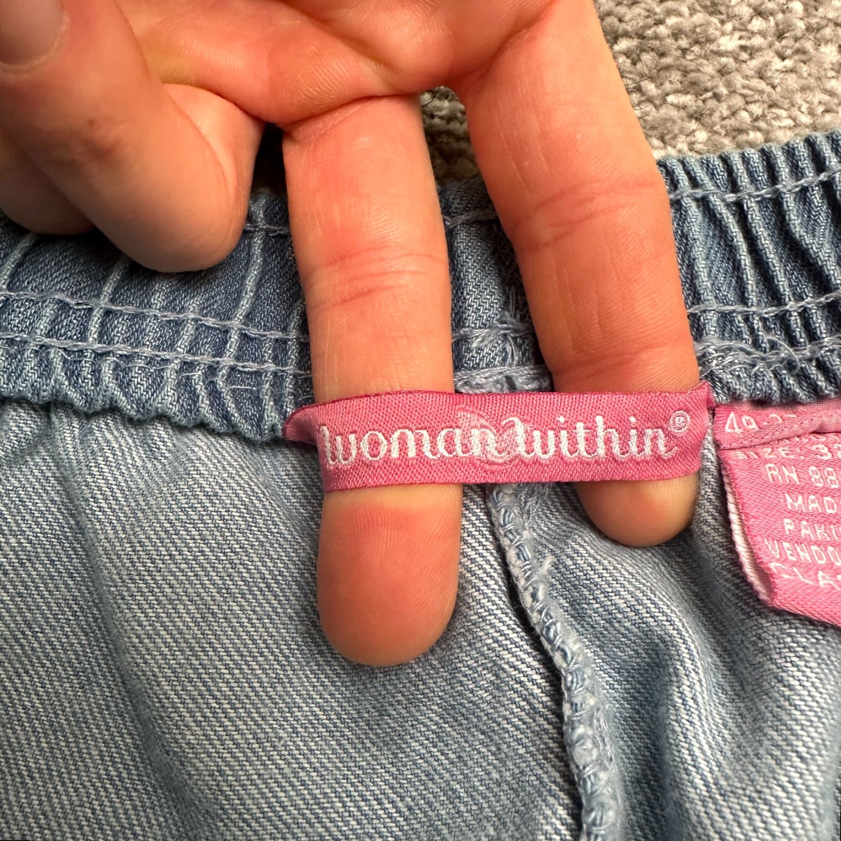 Vintage Woman Within Jeans Women Plus 32W Cropped Light Blue Denim Elastic Waist 18in Inseam Pockets Womens Size 24" / US 00 / IT 34 - 5 Thumbnail