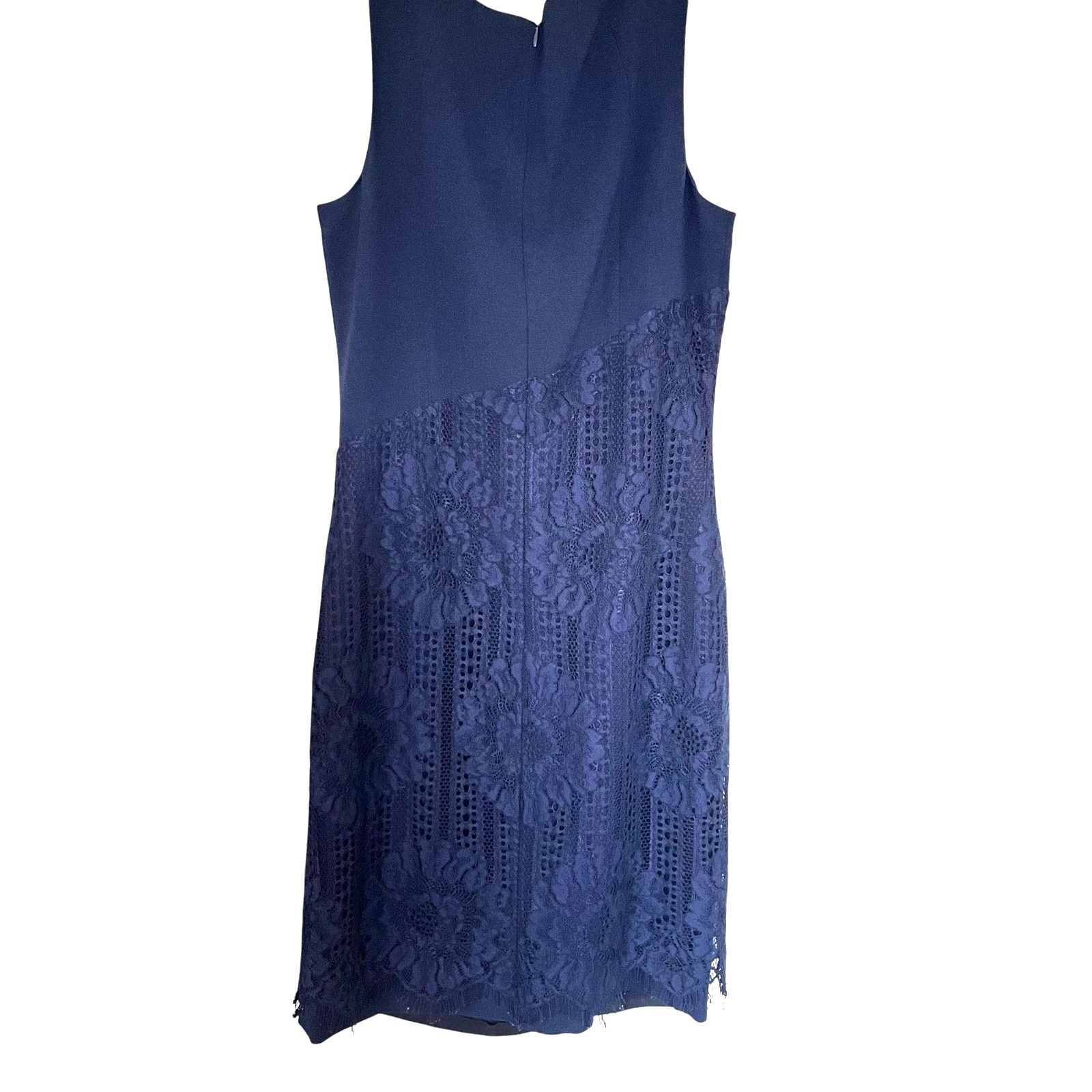 Karl Lagerfeld Karl Lagerfeld Paris Navy Blue Asymmetric Lace Sheath Dress Size M / US 6-8 / IT 42-44 - 3 Thumbnail
