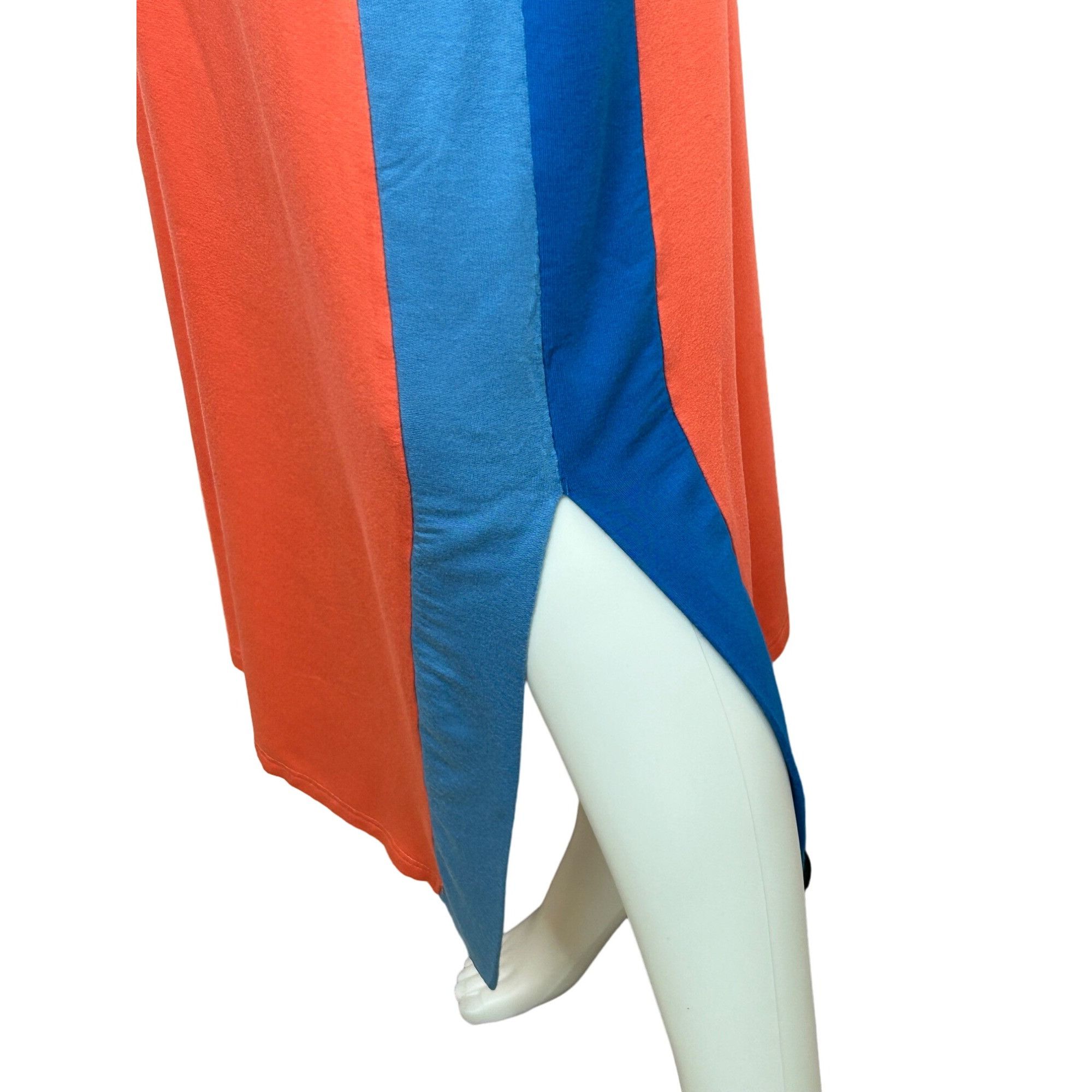 Other Attitudes by Renee Beach Dress XL Coral/ Blue Knit Maxi Slee Size XL / US 12-14 / IT 48-50 - 9 Thumbnail