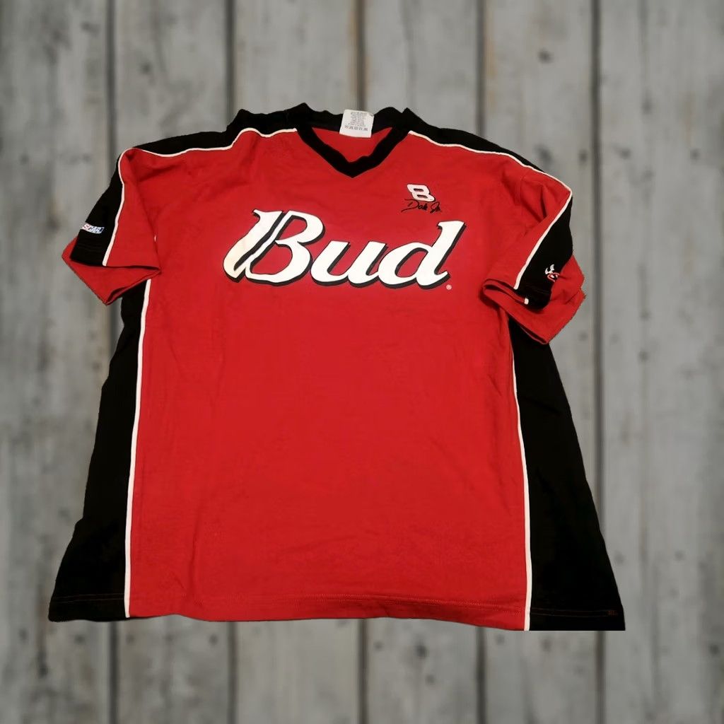 Chase Authentics Chase Authentics Dale Earnhardt Jr #8 NASCAR Budweiser Red Black Shirt XL Men V-Neck T-Shirt Red Size US XL / EU 56 / 4 - 1 Thumbnail