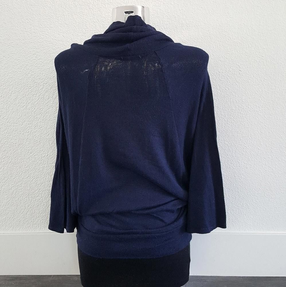 Designer Navy Basic Boxy Melville Sweater Cowl Neck Size ONE SIZE - 2 Thumbnail