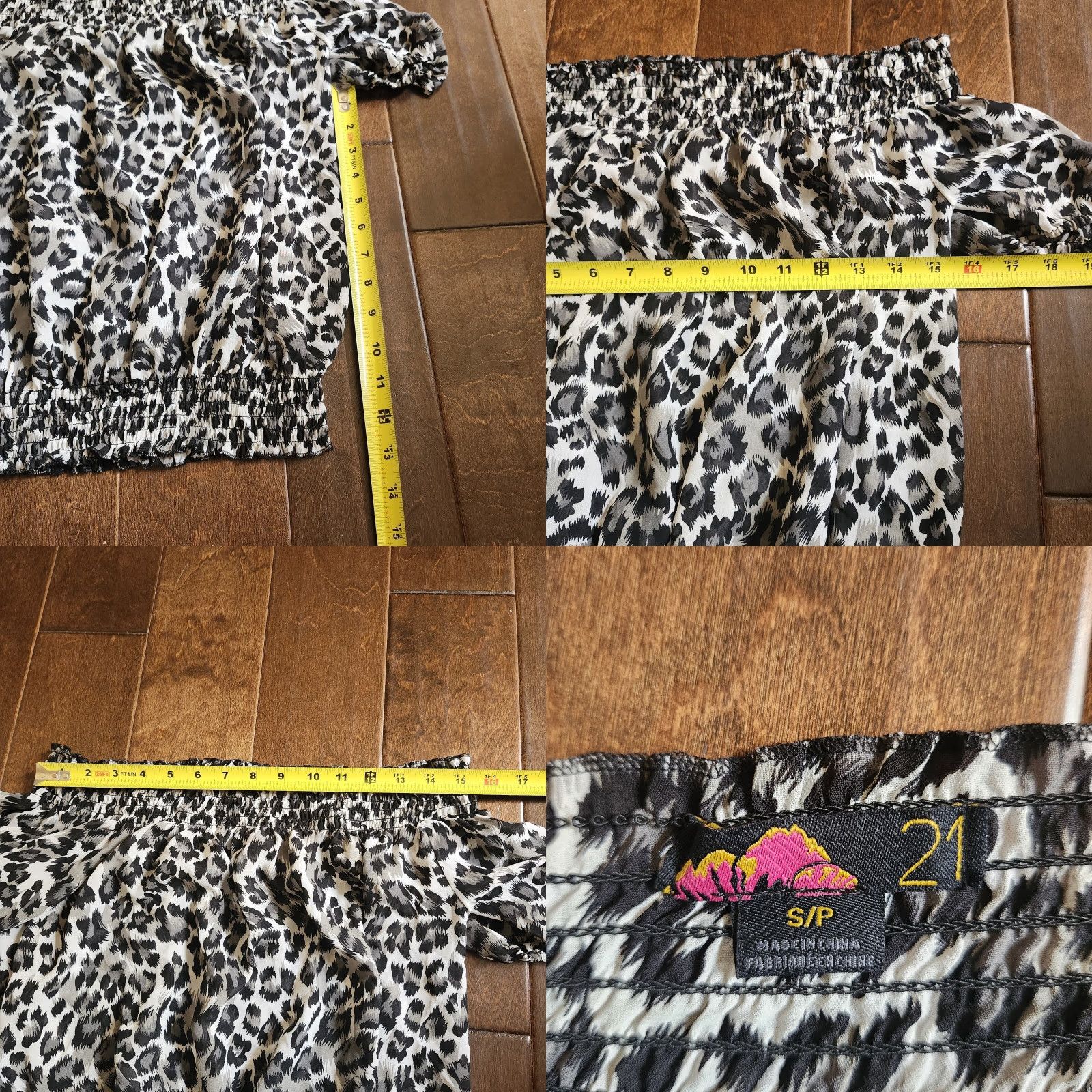 Forever 21 Forever 21 Leopard Print Off Shoulder Top - Short Sleeve - Pullover - Size S/P - Multicolor - Blouse - Women - Casual Party Travel - S/P Size S / US 4 / IT 40 - 8 Thumbnail