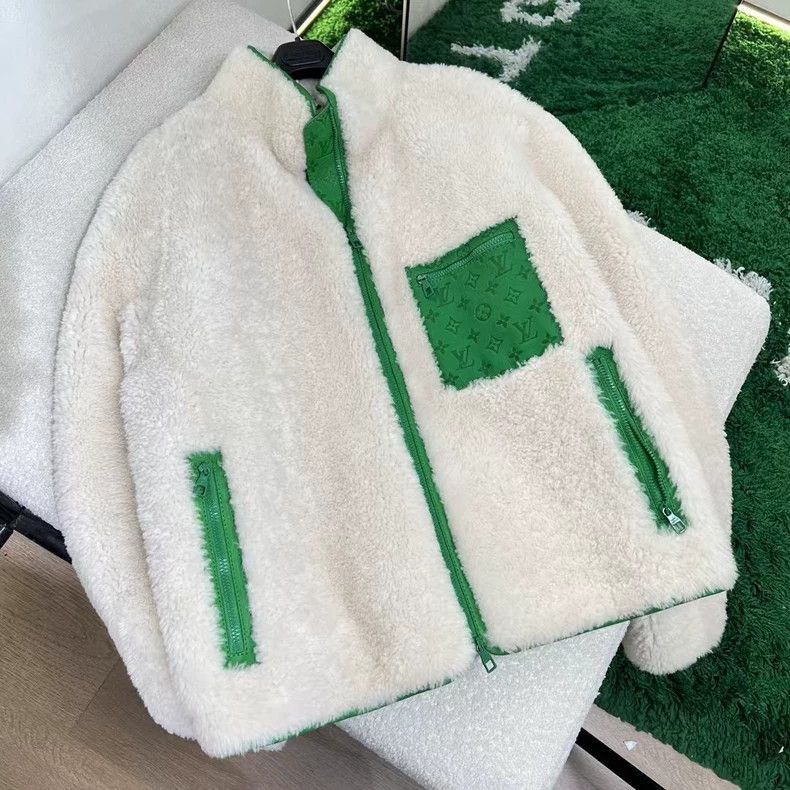 Louis Vuitton Louis Vuitton Faux Fur Jacket with Green Accents-2506 Size US XXL / EU 58 / 5 - 5 Thumbnail