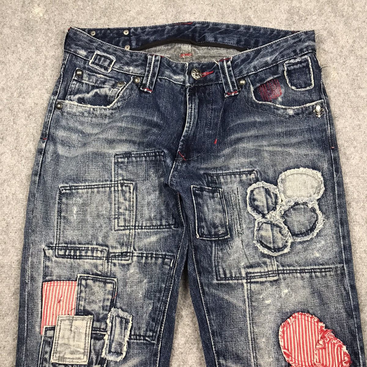 Japanese Brand × Le Grande Bleu (L.G.B.) FLARE PATCHWORK TRIM JAPAN BRAND BOOT CUT DENIM PANTS 141 Size US 30 / EU 46 - 7 Thumbnail