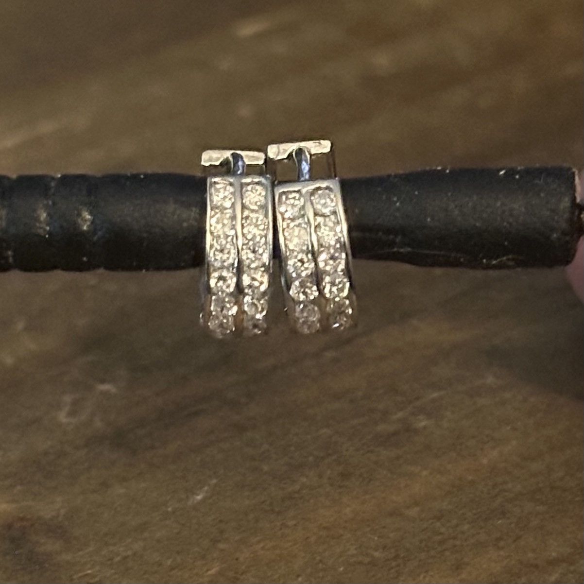 Other 14K white gold cubic zirconia mini hoop earrings Size ONE SIZE - 4 Thumbnail