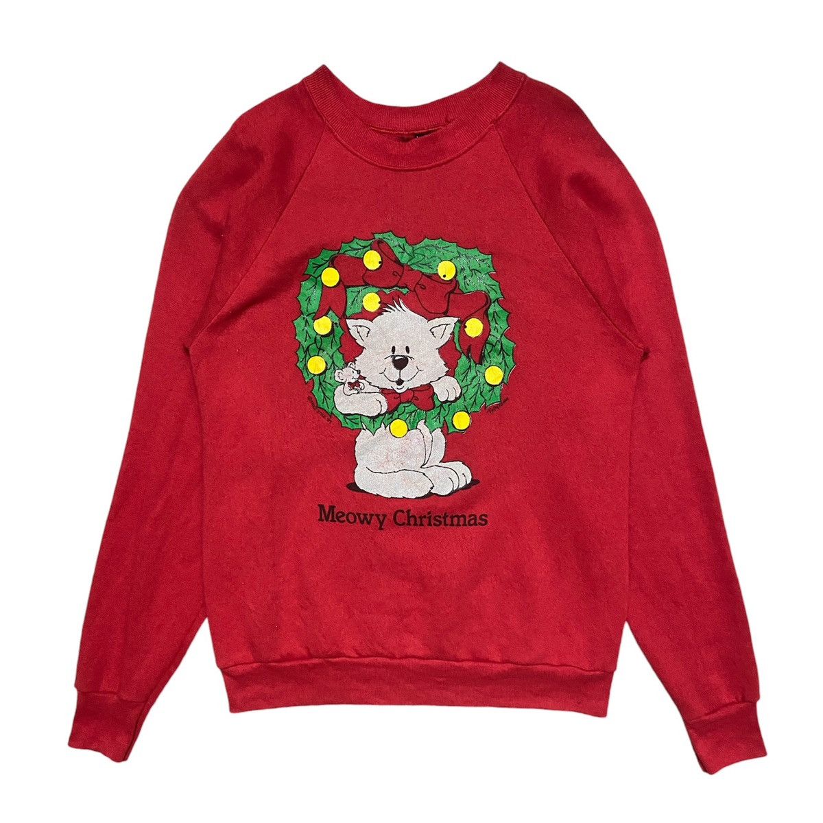 Vintage Vintage 80s Meowy Christmas Sweatshirt Size US M / EU 48-50 / 2 - 1 Thumbnail