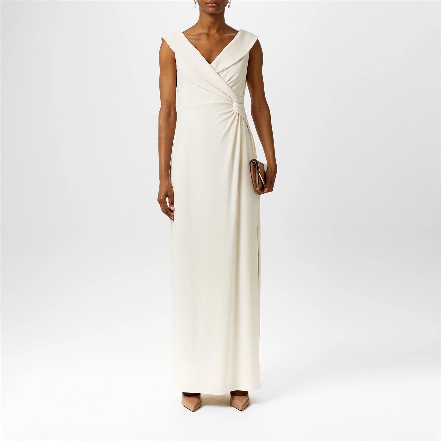 Lauren Ralph Lauren o1g2r1mq0825 Leonidas Twist Gown in Cream Size M / US 6-8 / IT 42-44 - 6 Thumbnail