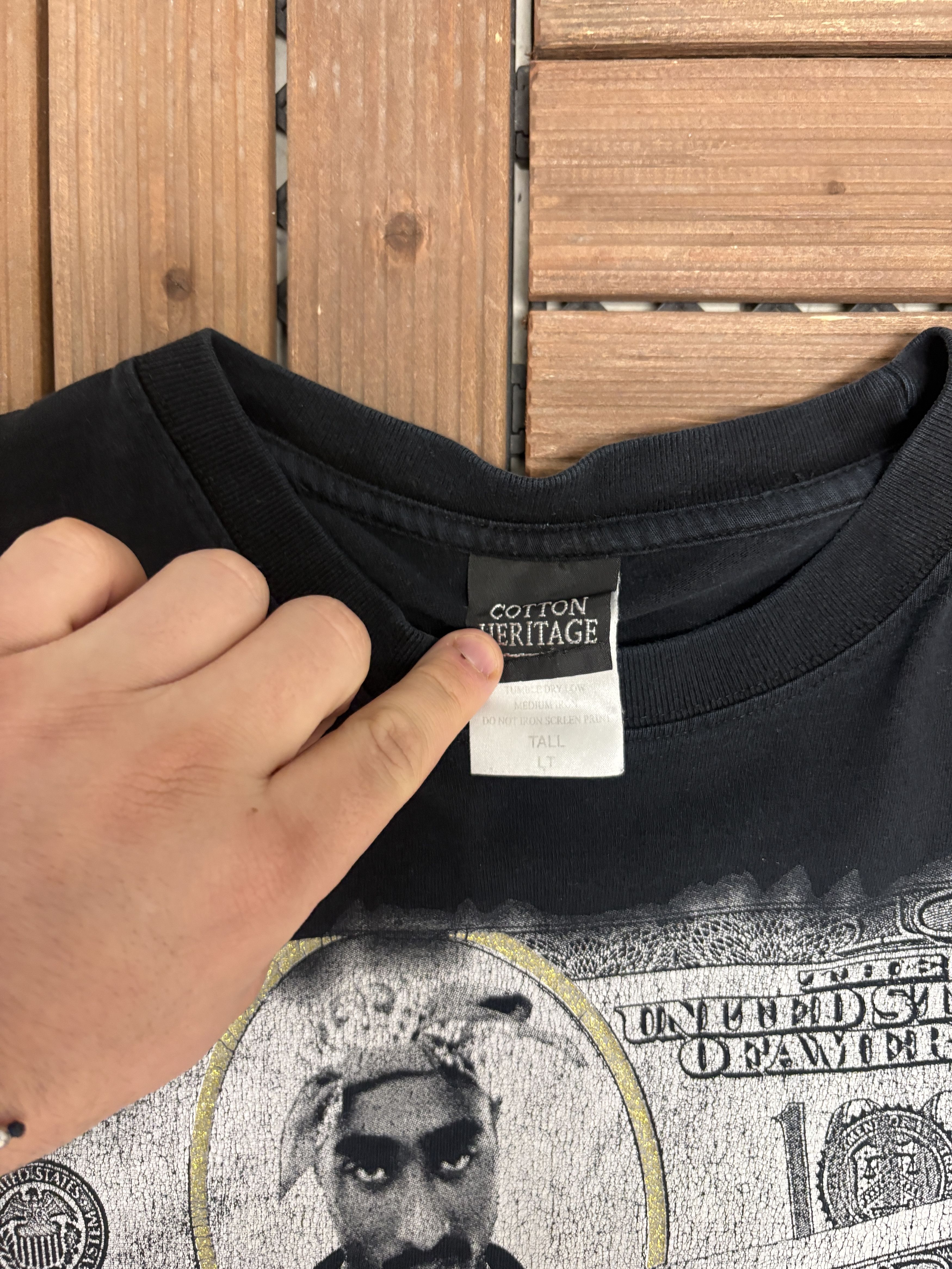 Vintage 2Pac Money Vintage Black T-Shirt Tee Size US XL / EU 56 / 4 - 5 Thumbnail