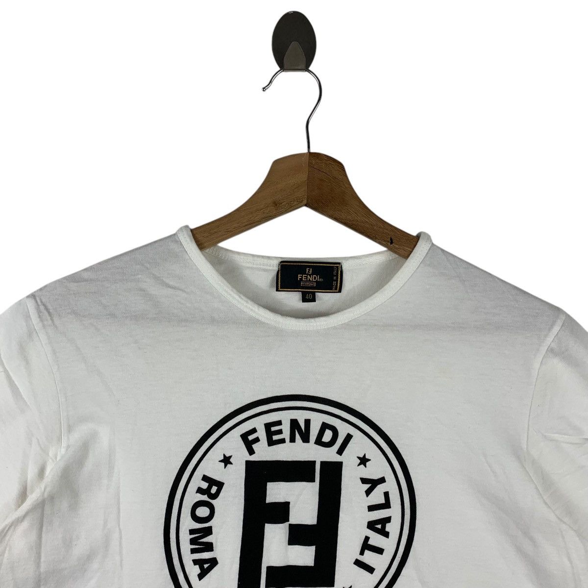 Fendi Vintage FENDI Roma Italy 1925 Logo Tee Shirt Size US M / EU 48-50 / 2 - 2 Thumbnail