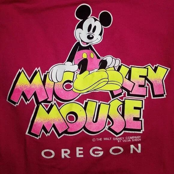 Disney × Mickey Mouse × Vintage Vintage 80s Mickey Mouse Oregon Neon T-Shirt Size US L / EU 52-54 / 3 - 1 Thumbnail