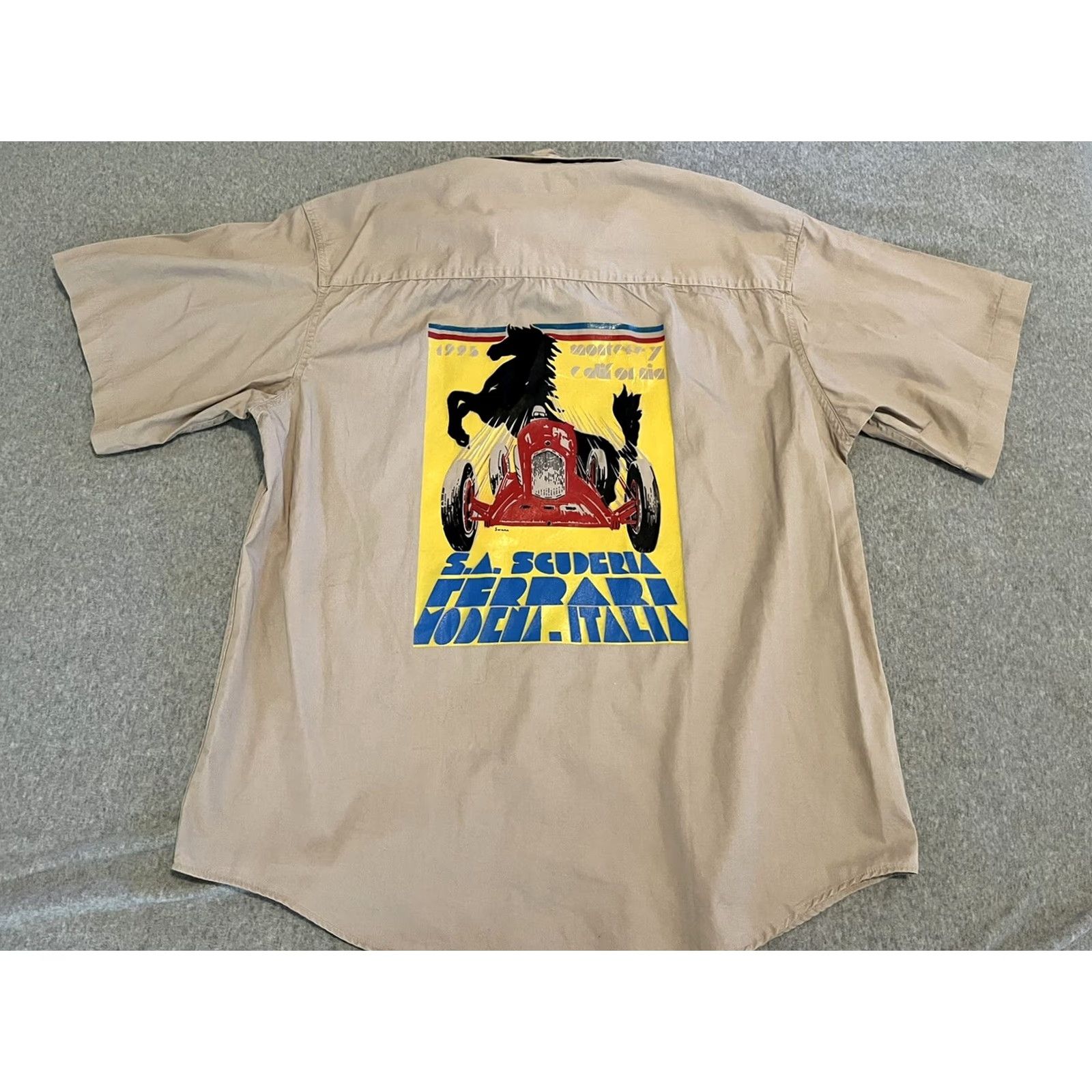 Eddie Bauer VINTAGE Eddie Bauer Button-Up Shirt Mens Large Beige 1995 Monterey CA Scuderia Ferrari California Cars Classic Shirt Mens Large Size US L / EU 52-54 / 3 - 2 Thumbnail