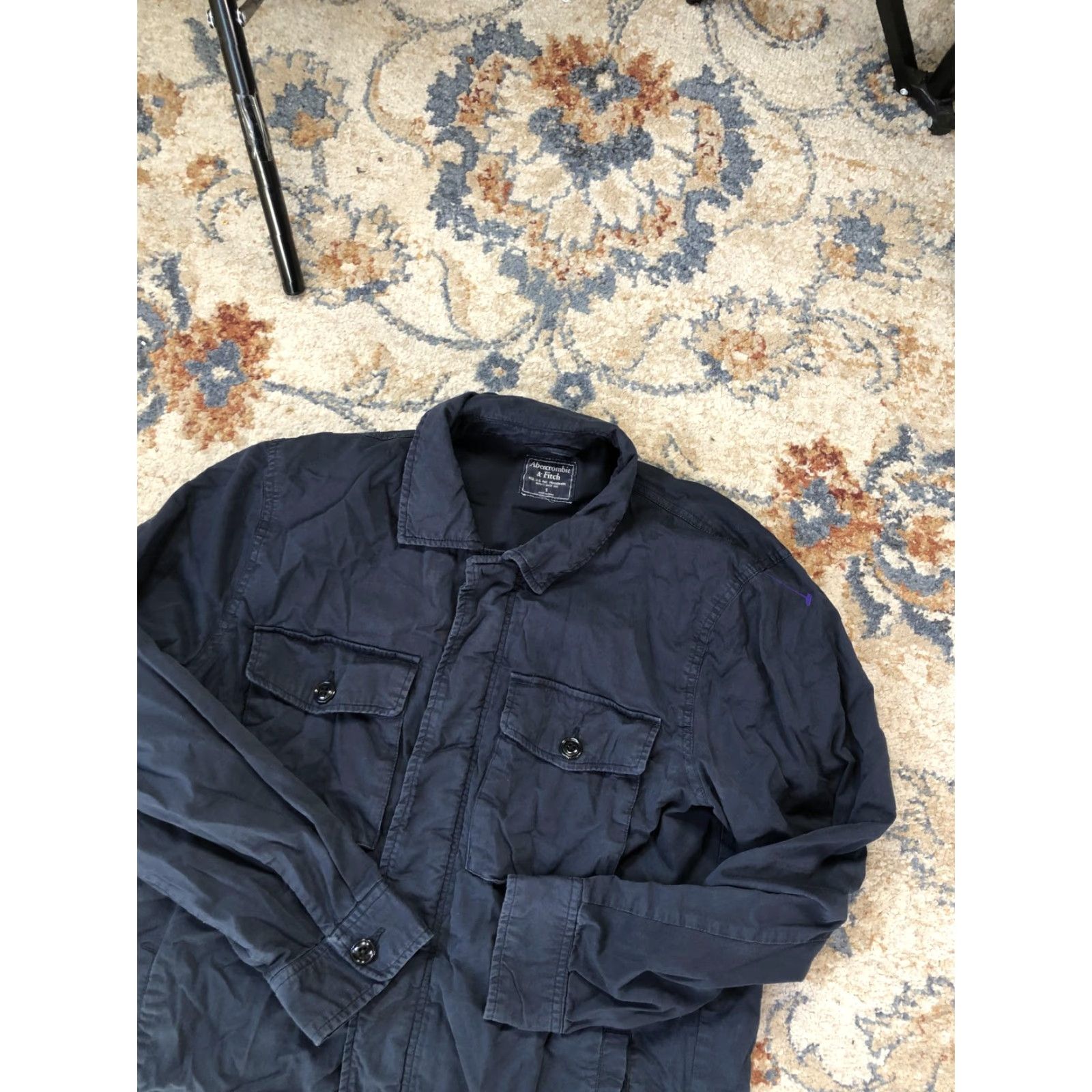 Abercrombie & Fitch Abercrombie & Fitch Jacket Mens Small Blue Cotton Military Full Zip Pockets Size US S / EU 44-46 / 1 - 6 Thumbnail