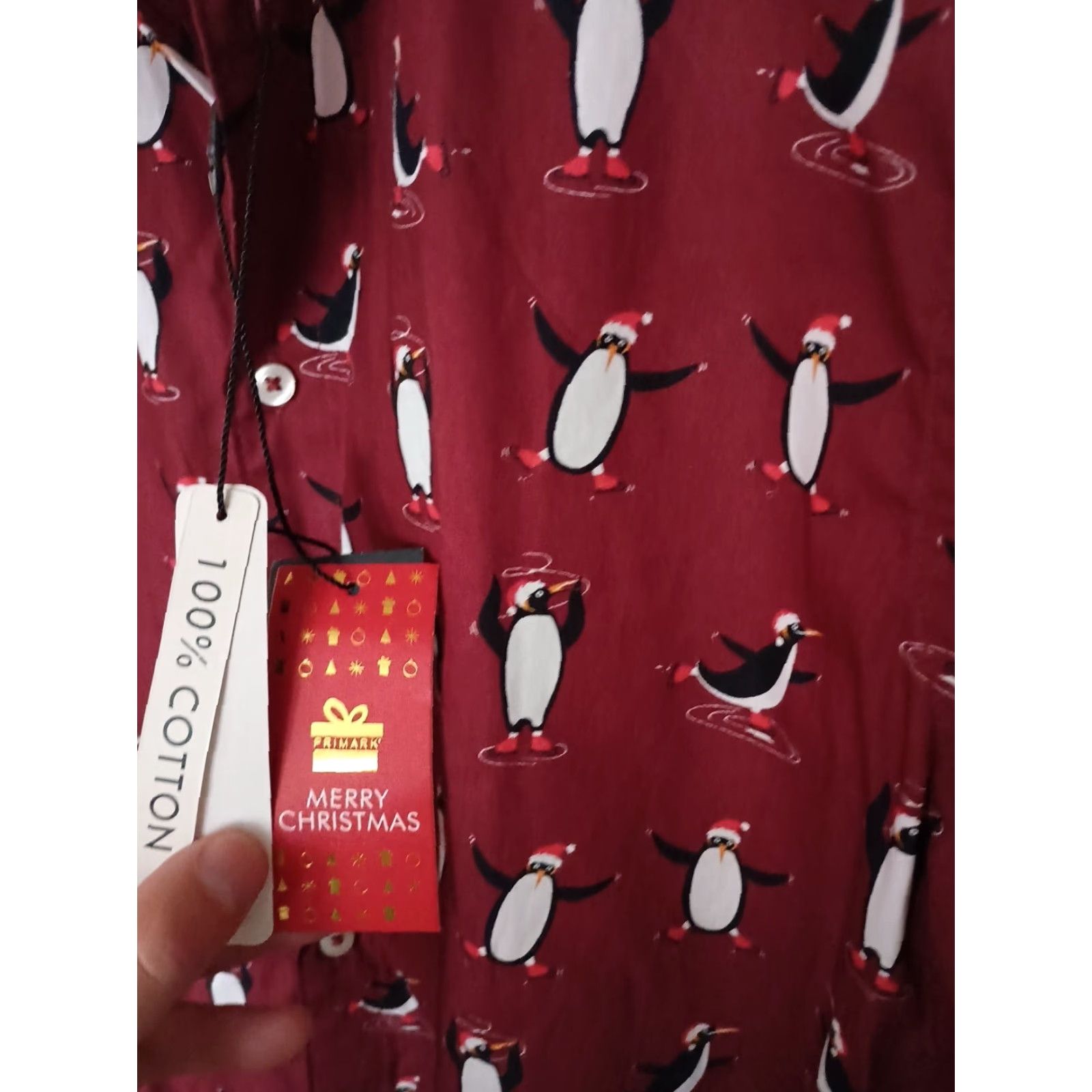 Primark Nwt Primark Button-Up Shirt Men L Short Sleeve Multicolor Christmas Penguin Cotton India Size US L / EU 52-54 / 3 - 2 Thumbnail