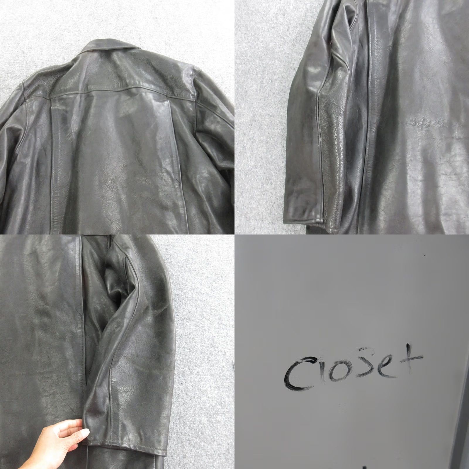 Vintage Rebelstoke Coat Mens L Overcoat Leather Wool Lined Winter Mid-Length Button Pockets Ironwork Collar Mens Size US L / EU 52-54 / 3 - 10 Thumbnail