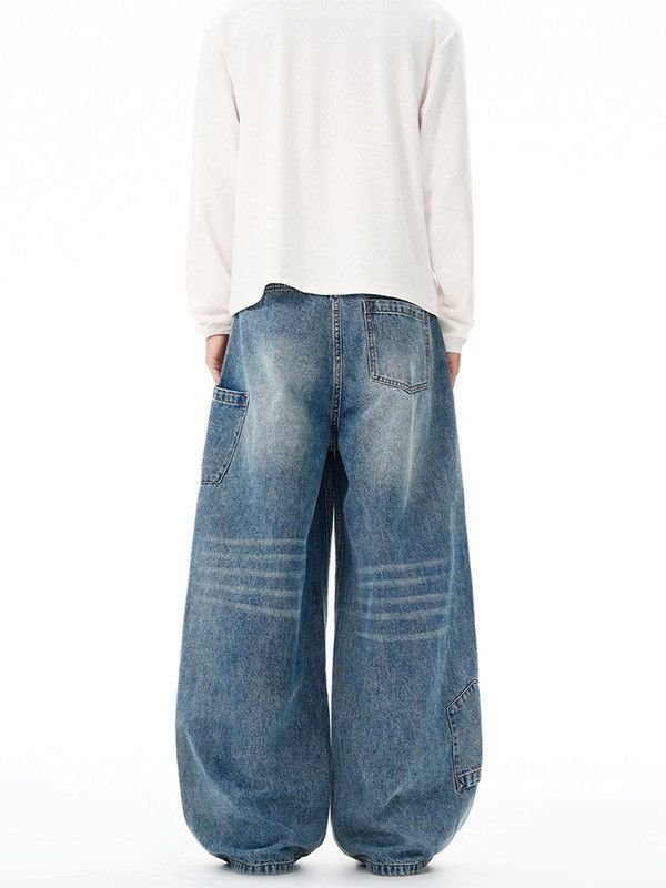 Vintage American retro patchwork straight leg loose jeans Size US 32 / EU 48 - 5 Thumbnail